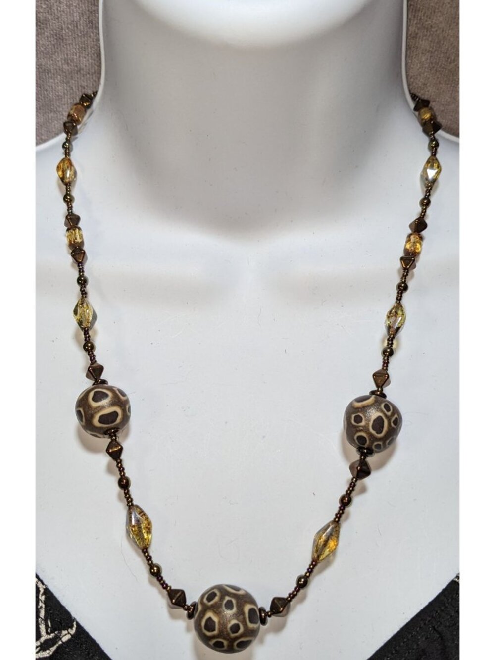Handcrafted Clay & Glass Beaded Rustic Necklace